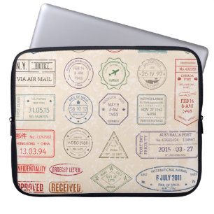 Vintage set vintage postage stamps from countries  laptop sleeve