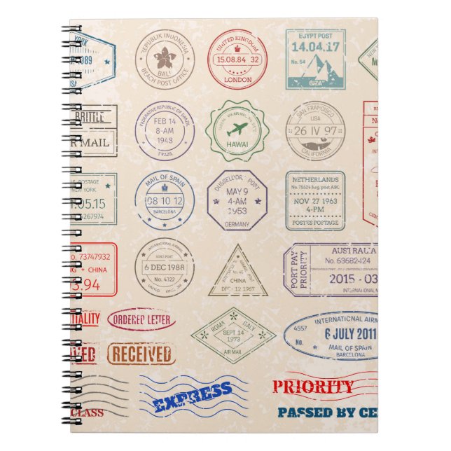 Vintage set vintage postage stamps from countries  notebook (Front)