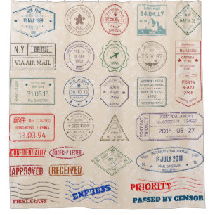 Vintage set vintage postage stamps from countries shower curtain