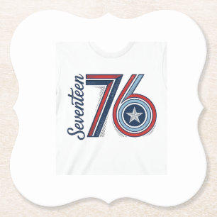 Vintage Seventeen 76 Patriotic Vector Shirt Design Paper Coaster