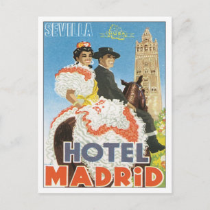 Vintage Sevilla Spain Hotel Postcard