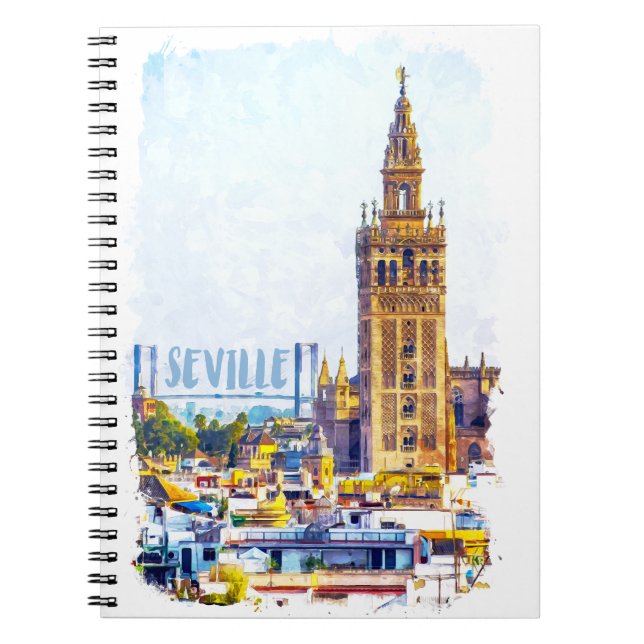 Vintage Seville Spain Cathedral City View Notebook (Front)