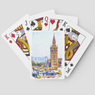 Vintage Seville Spain Cathedral City View Playing Cards
