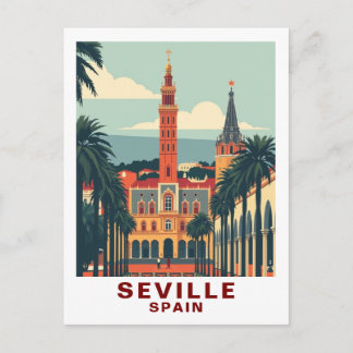Vintage Seville, Spain Cathedral Travel Postcard
