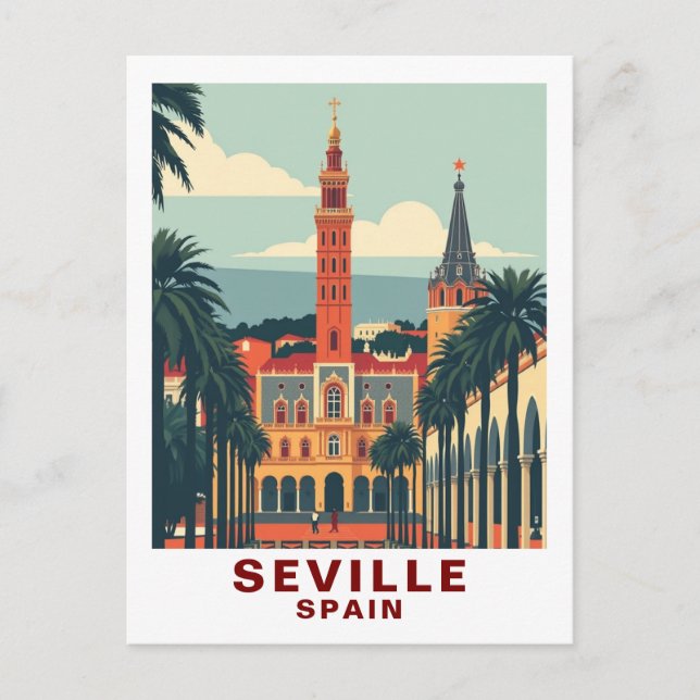 Vintage Seville, Spain Cathedral Travel Postcard (Front)