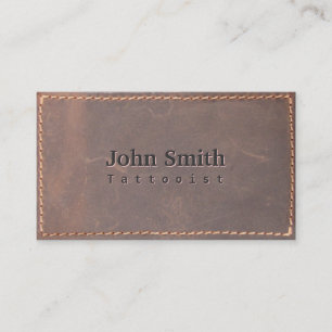 Vintage Sewed Leather Tattoo Art Business Card