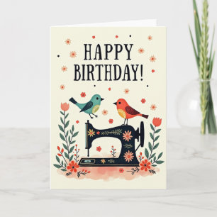 Vintage Sewing Bird Card