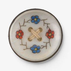 Vintage Sewing Button Round Paper Plate