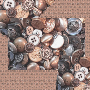 Vintage Sewing Buttons Brass Silver Gold Pewter Tissue Paper