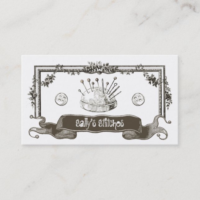 Vintage Sewing Buttons Seamstress Crafter Business Card (Front)