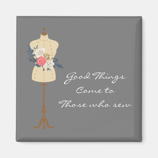 Vintage sewing cute dress form magnet (Front)