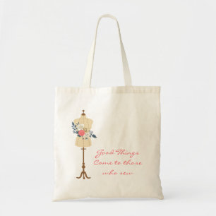 Vintage sewing cute dress form tote bag