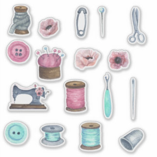 Vintage Sewing Fussy Cut Custom-Cut Vinyl Stickers