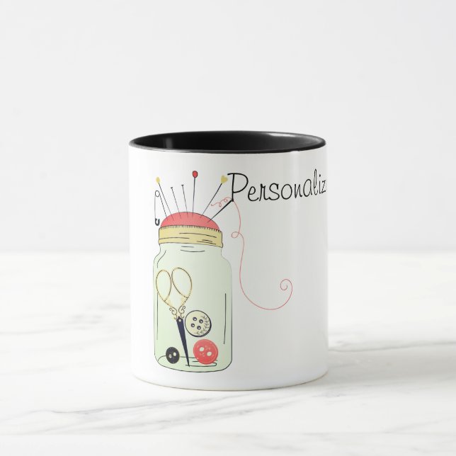 Vintage sewing kit  mug (Center)