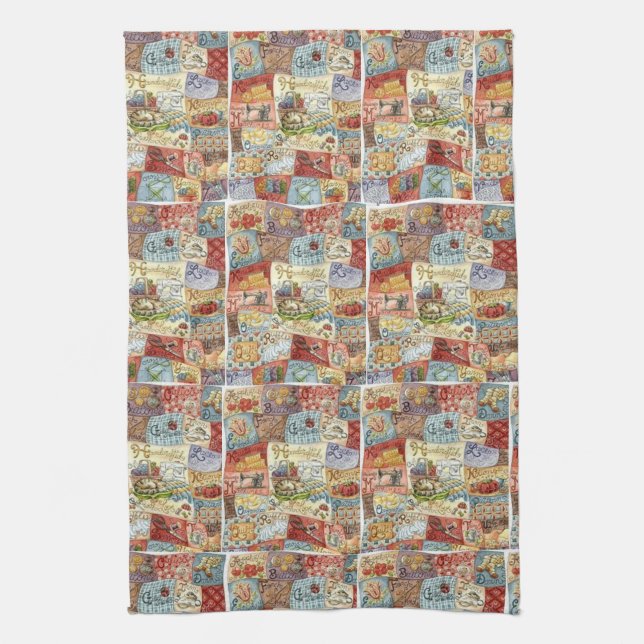Vintage Sewing Kitchen Hand Towel (Vertical)