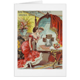 Vintage Sewing Machine Ad - Lady in Red,