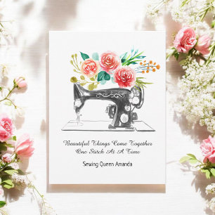 Vintage Sewing Machine Black White Postcard