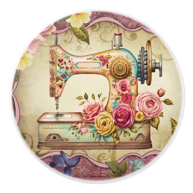 Vintage Sewing Machine  Ceramic Knob (Front)