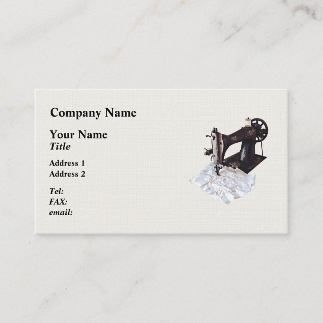 Vintage Sewing Machine Circa 1900 Business Card (Front)