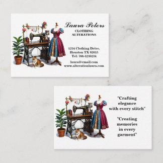Vintage Sewing Machine Clothing Alteration Business Card
