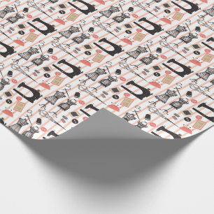 Vintage Sewing Machine Crafty Sew Theme Design Wrapping Paper