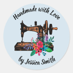 Vintage Sewing Machine Custom Handmade Crafts Classic Round Sticker