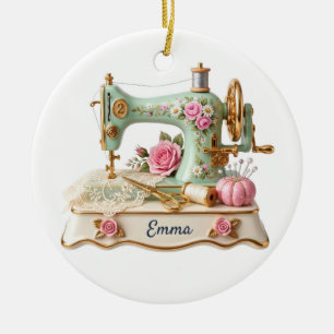 Vintage Sewing Machine Custom Name Ornament