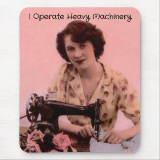 Vintage Sewing Machine Operating Heavy Machinery Mouse Mat