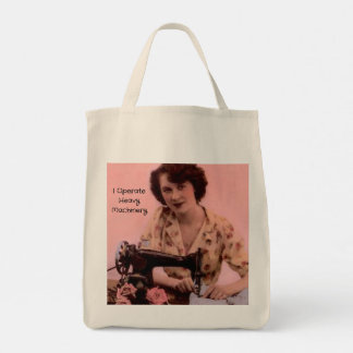 Vintage Sewing Machine Operating Heavy Machinery Tote Bag