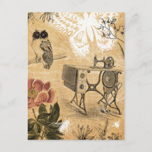 Vintage Sewing Machine Postcard