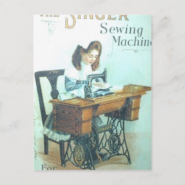 Vintage Sewing Machine Postcard (Front)