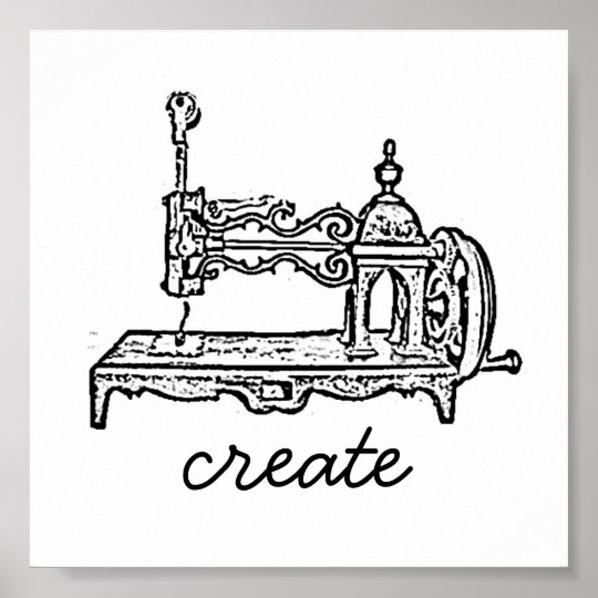 vintage sewing machine print Zazzle.co.uk
