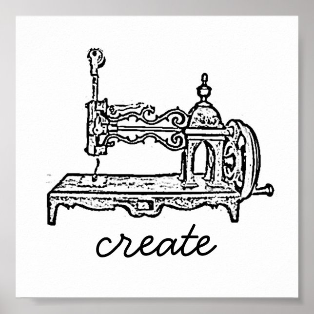vintage sewing machine print (Front)
