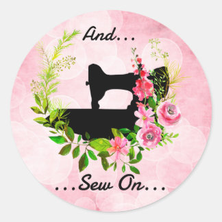 Vintage Sewing Machine Quilting Craft Theme Classic Round Sticker