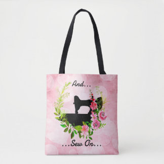 Vintage Sewing Machine Quilting Craft Theme Tote Bag