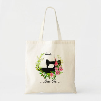 Vintage Sewing Machine Quilting Craft Theme Tote Bag