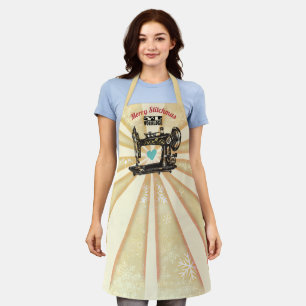 Vintage sewing machine quilts Christmas craft show Apron