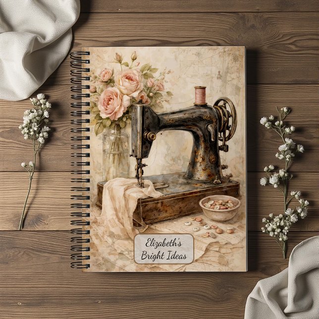 Vintage Sewing Machine Roses Notebook (Creator Uploaded)