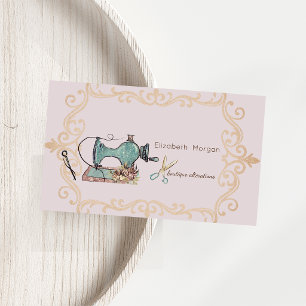 Vintage Sewing Machine Scissors Needle Frame Business Card