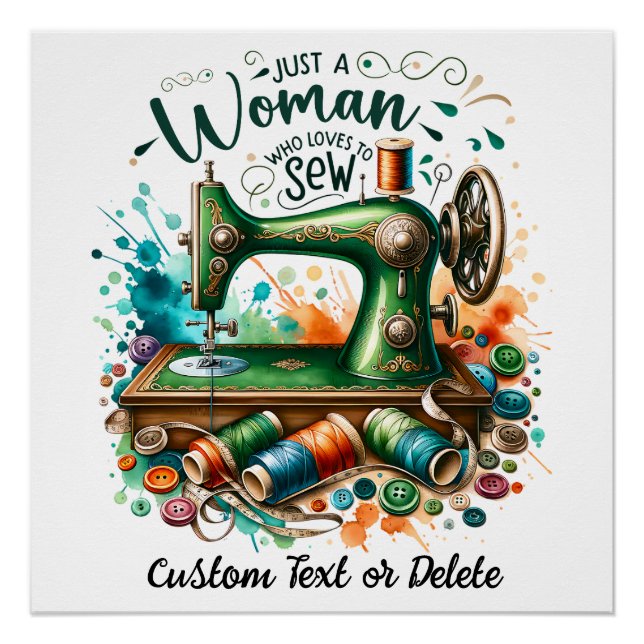 Vintage Sewing Machine Seamstress Poster (Front)