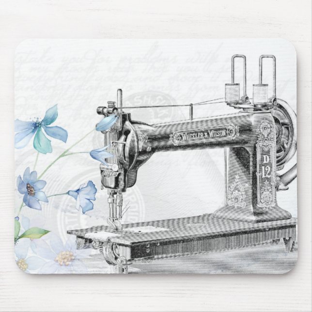vintage-sewing-machine-sew-needle mouse mat (Front)