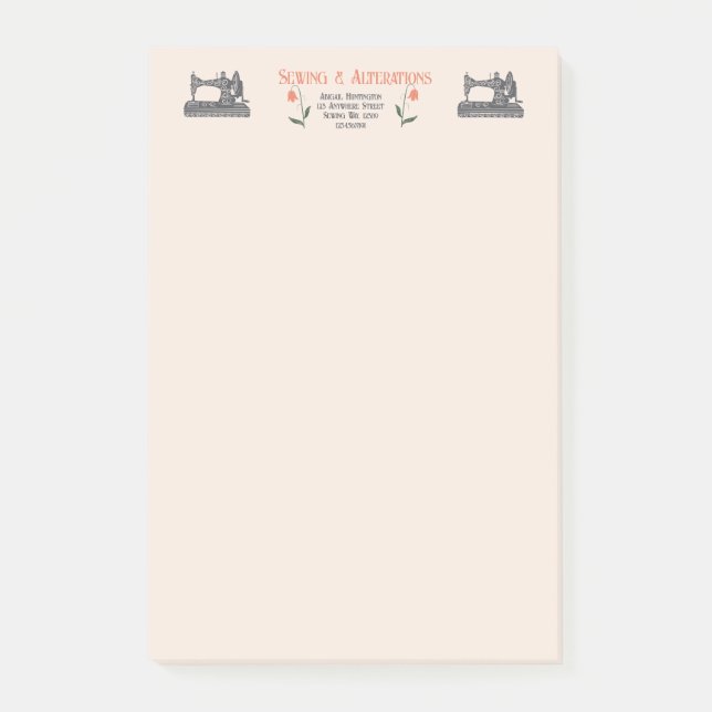 Vintage Sewing Machine Tailor Post-it Notes (Front)