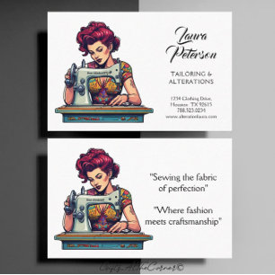 Vintage Sewing Machine Tailoring Alteration Business Card