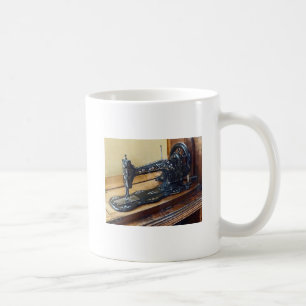 Vintage Sewing Machine With Floral Motif Coffee Mug