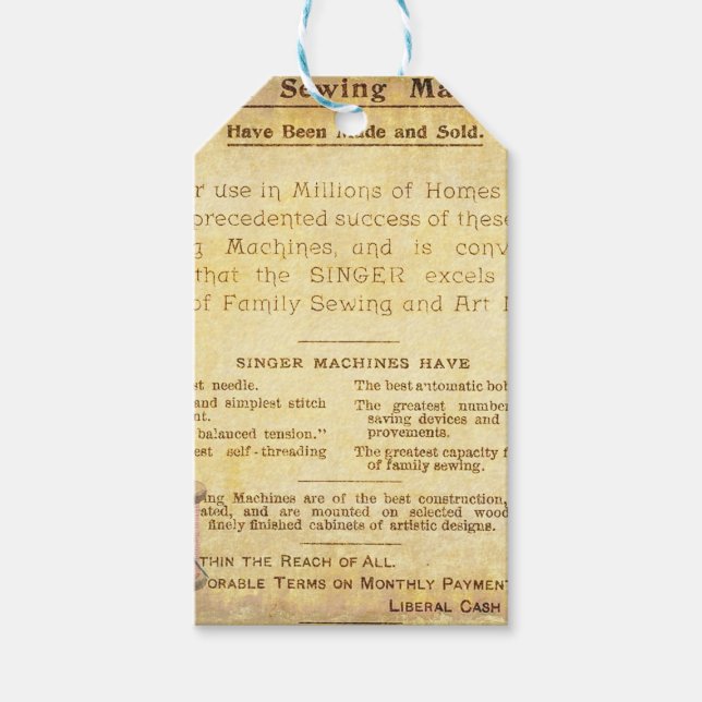Vintage Sewing Scrapbook Gift Tags (Front)