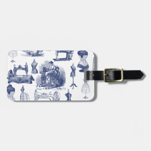 Vintage Sewing Toile Luggage Tag
