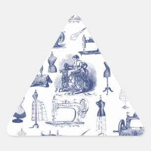 Vintage Sewing Toile Triangle Sticker