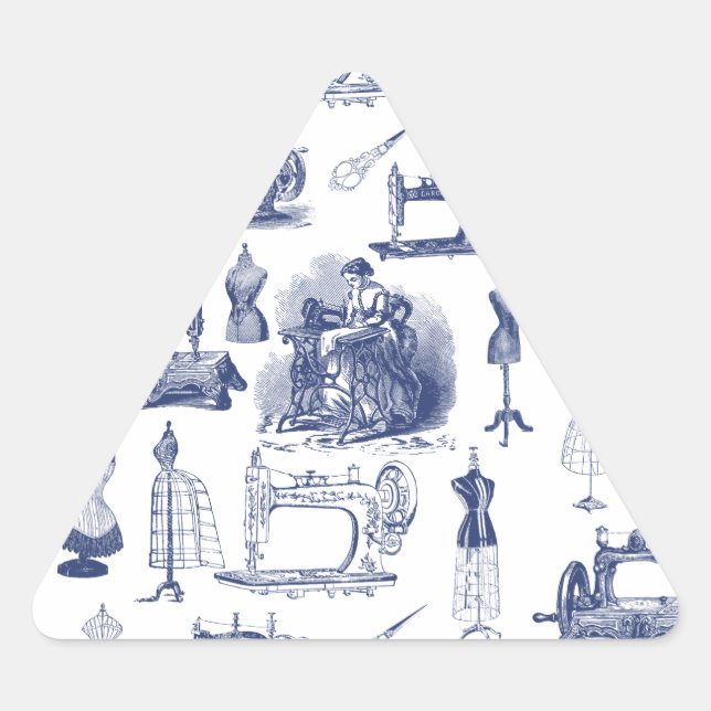 Vintage Sewing Toile Triangle Sticker (Front)