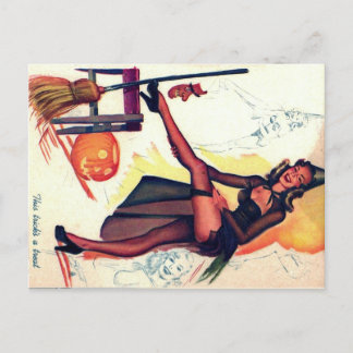 Vintage Sexy Witch Halloween Announcement Card