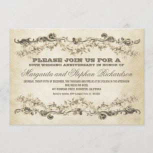vintage shabby anniversary invitations